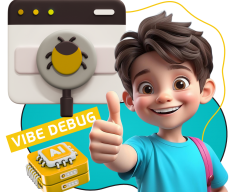 Тестирование & Vibe Debug. Охотники за багами - КИБЕРшкола программирования для детей, компьютерные курсы для школьников, начинающих и подростков - KIBERone г. Красногорск